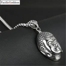 Stainless Steel Fashion Jewelry necklace Buddha head pendant Chain Link Necklace For Women and men nude slender link necklace for women