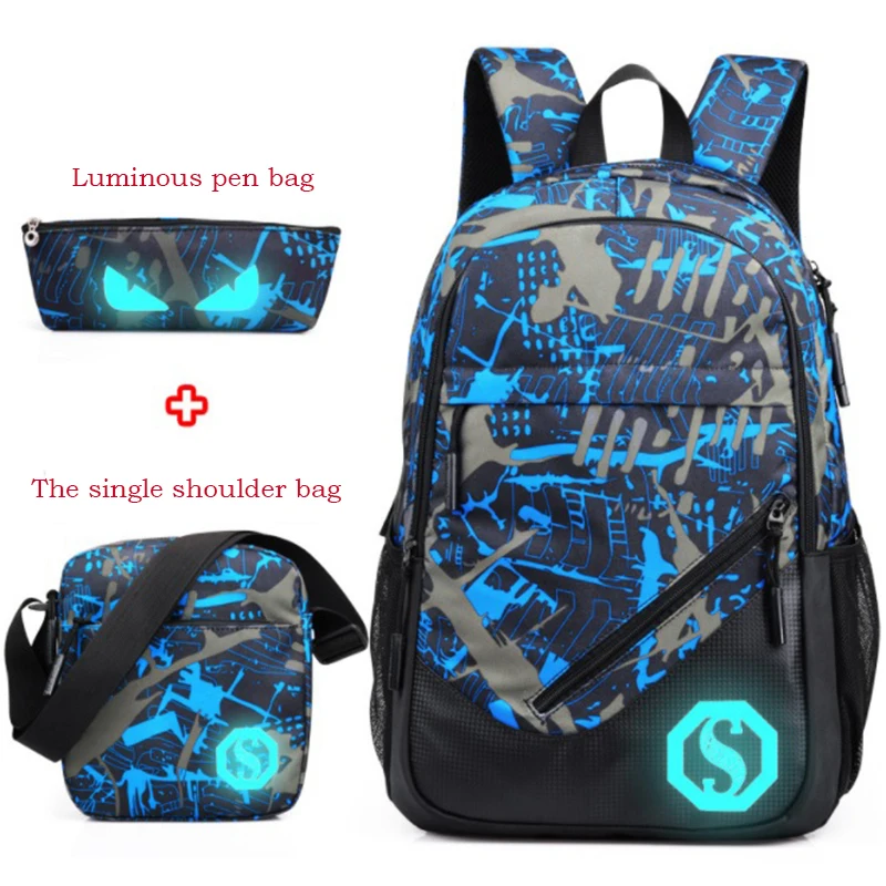 Senkey style Men's Backpacks Fashion Casual Luminous Teenagers Women Student School Bags For Teenagers Travel Laptop Backpack