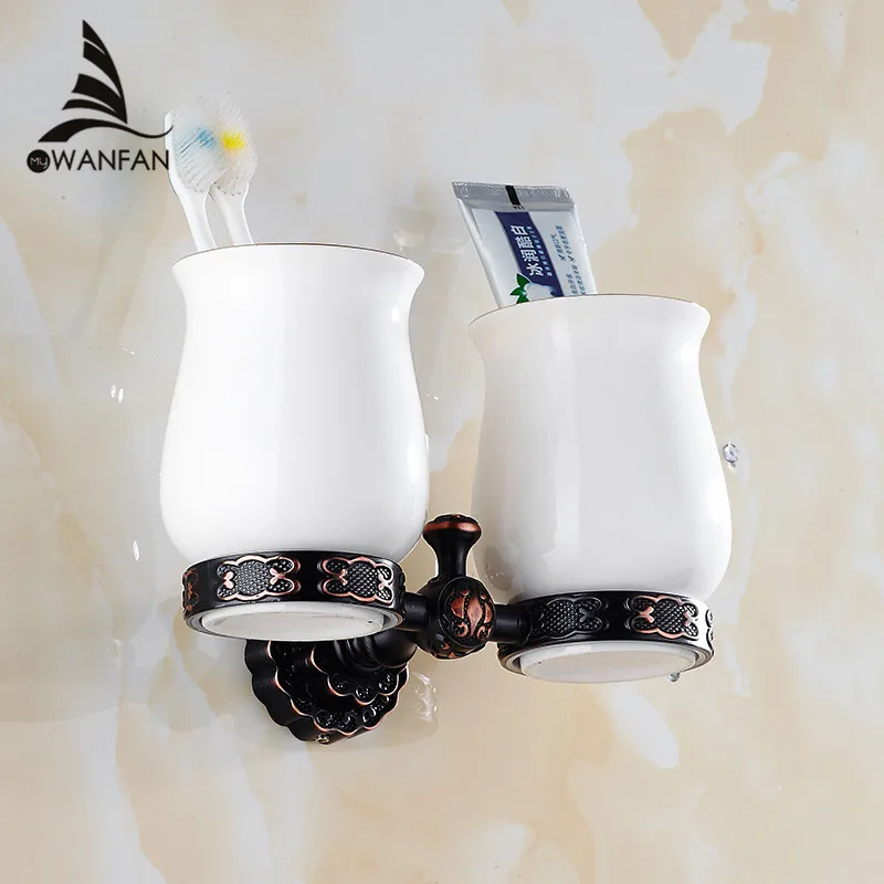 Cup Holders Solid Brass Art Carved Contemporary Ceramic Cup Toothbrush