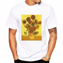 Edvard Munch известный Skrik крик Мужская футболка Ван Гог подсолнухи Звездная ночь футболка homme белая Повседневная футболка