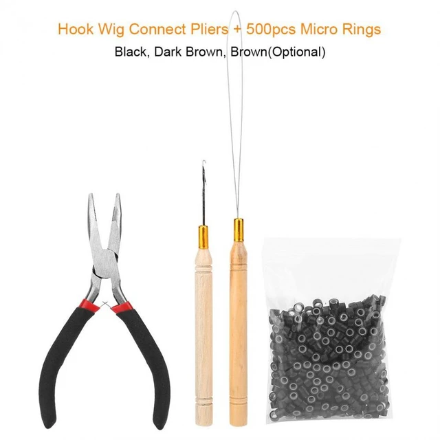 Hair Extension Kit Pliers Tools Threader Silicone Bead 100pc Rings COMPLETE  KIT