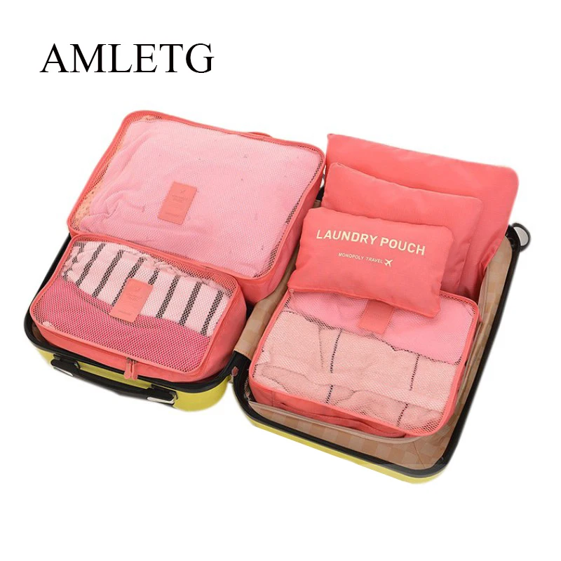 

6-piece waterproof bag fashion tote brand casual finishing big bag travel organizer necessaire neceser kosmetyczka vs women bag