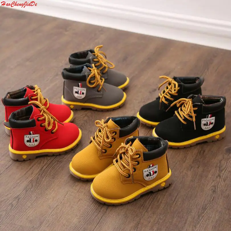 

2018 Autumn Winter New Children's Non-slip Shoes Boys Girls Casual Boots Kids British Fashion Martin Boots Size 21-30