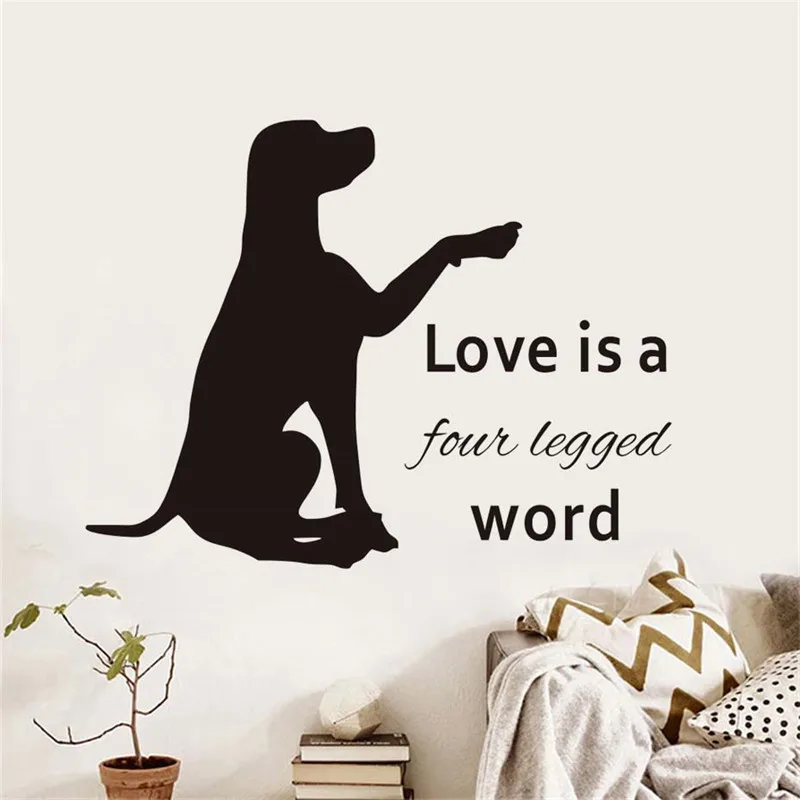 Labrador Love Is a Quote Vinyl Wall Stickers Pet Shop Removable Wallpaper Funny Kids Room Decor