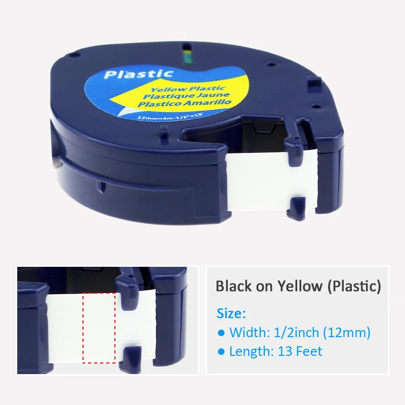 Labelife 2 шт. Dymo 91332 (91222 91202 59423) пластиковая лента Черная на желтом 12 мм * 4 м