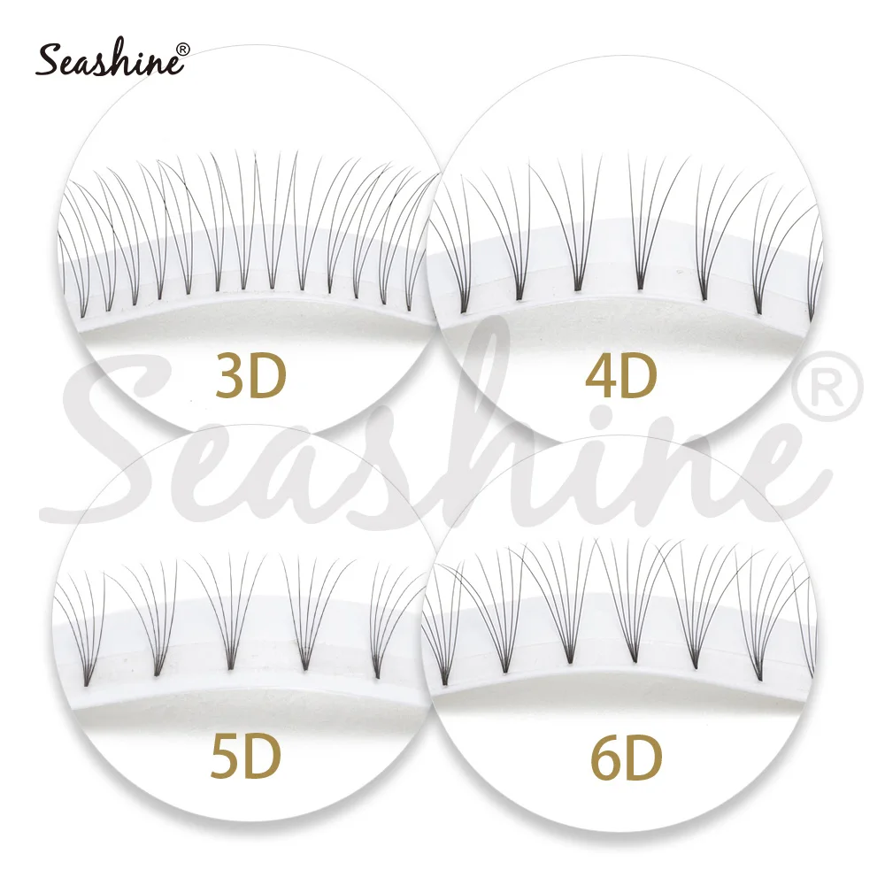 

Seashine 3D 4D 5D 6D Short Stem Russian Volume Eyelash Extension Individual Premium Cilios Premade Fans Cluster Eye Makeup Tools