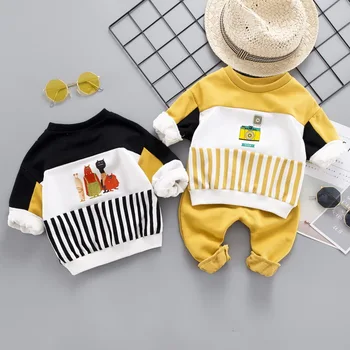 

Toddler Baby Boy Clothes Sets For Casual Striped Cartoon Spring Autumn Outwear Suit T-shirt Top+Pant Outfits For 1 2 3 4 Years