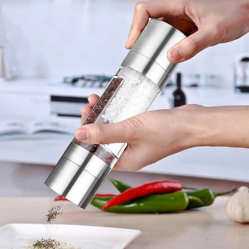 2 In 1 Double Ended Pepper Grinder Manual Spice Mill For Pepper And