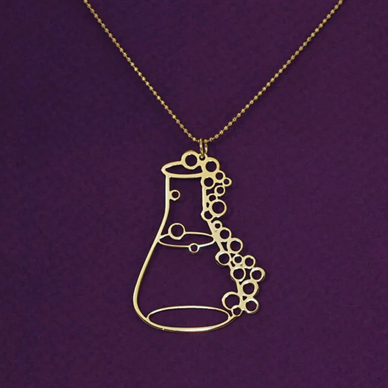 

Erlenmeyer flask necklace- potion bottle - chemistry laboratory - graduation gift - conical flask free ship 12pcs/lot