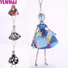 Ylwhjj真新しい素敵な女の子ドレスブルー人形ロングネックレス&ペンダント女性ファッションステートメントジュエリー赤ちゃん妖精樹脂ネックレス(China)