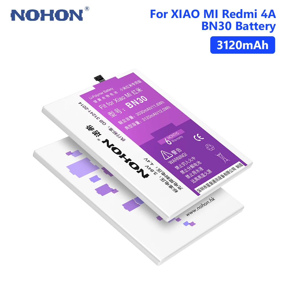 

NOHON BM47 BN30 BM46 BM35 BN34 Battery For Rechargeable Internal Phone Xiaomi Redmi 3 4A 5A Note3 Mi 4C Batteries Free Tools
