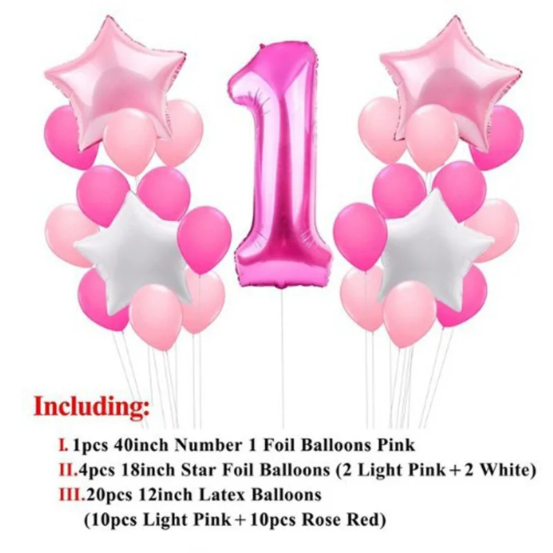 

Latex Balloons Set Foil Balloon Pentagonal Star Birthday Party Decoration Number 1 Baby Full Moon Shower Toys