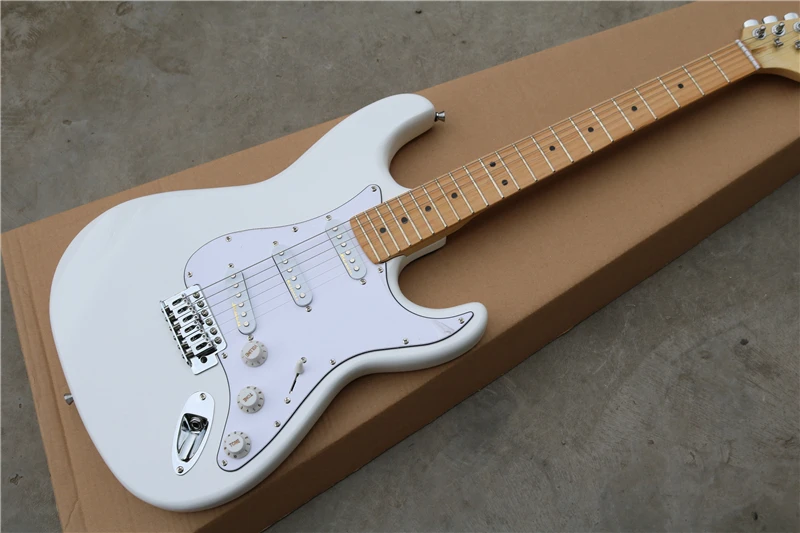 

Factory custom white body electric guitar with SSS pickups,white pickguard,chrome hardware,can be customized