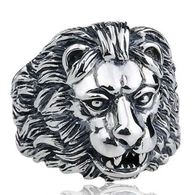 Gothic Punk Ring For Men Retro Male Ring Stainless Steel Exaggeration Ferocious Animal Wolf Lion Tiger Bulldog Exquisite Gothic Punk Ring For Men Retro Male Ring Stainless Steel Exaggeration Ferocious Animal Wolf Lion Tiger Bulldog Exquisite