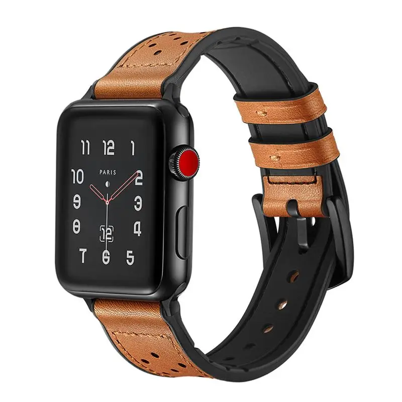 YOOSIDE натуральная кожа и силиконовые часы Группа ремешок для Apple Watch Series 3/2/1 42 мм 38 мм Замена браслет Ремешки