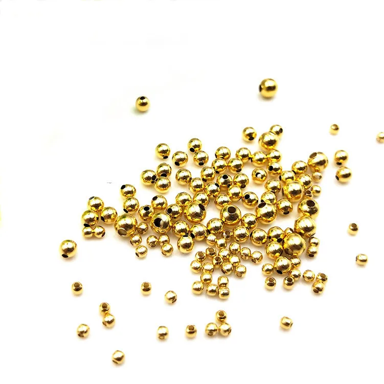 

100 PCS 2/2.4/3/4mm Round Metal Beads Stainless steel Gold Spacer Beads DIY Loose Bead For diy Jewelry Making