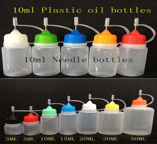 500/Pcs Empty Metal Needle oil Bottle 10ML PE Dropper Bottles Plastic