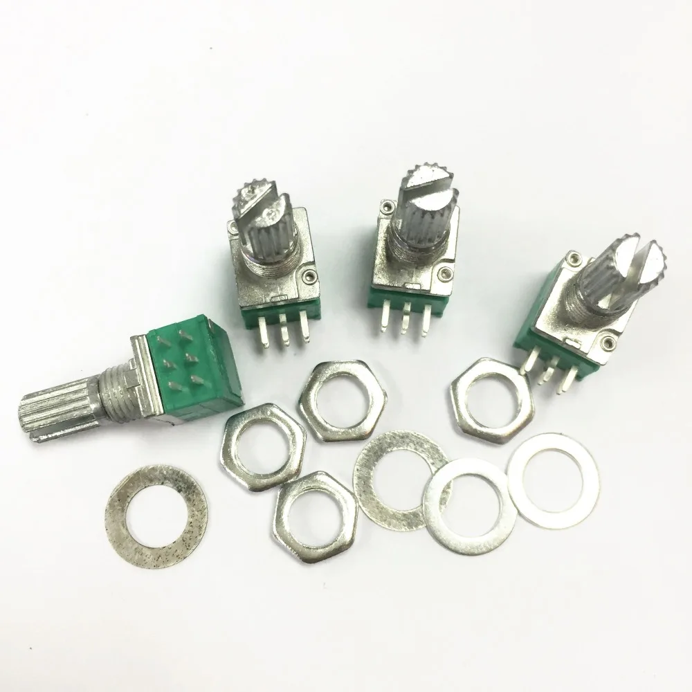 

50PCS 6 Pins stereo/pa/sealing potentiometer 10K B10K 15mm Dual Double Rotary Potentiometer