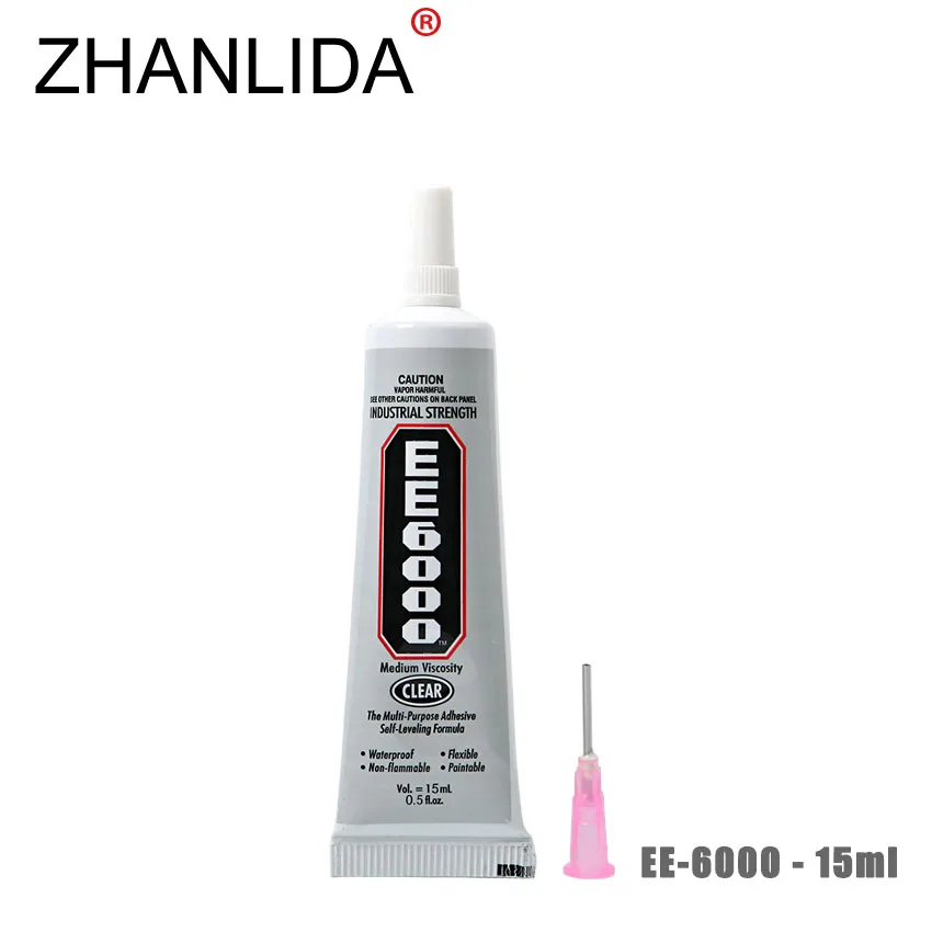 ZHANLIDA EE6000 15ml Epoxy Resin Strength Adhesives Colorless Transparent Glue Wood Furniture Crystal Lamps Glue Gun