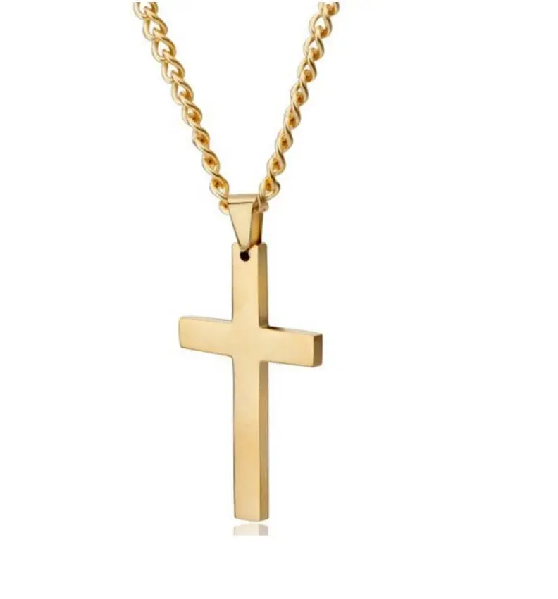 

New Gold silver black color cross Shape Pendants Necklaces Men Women Hip Hop Charm Chains Necklace Valentine's Day Jewelry Gifts