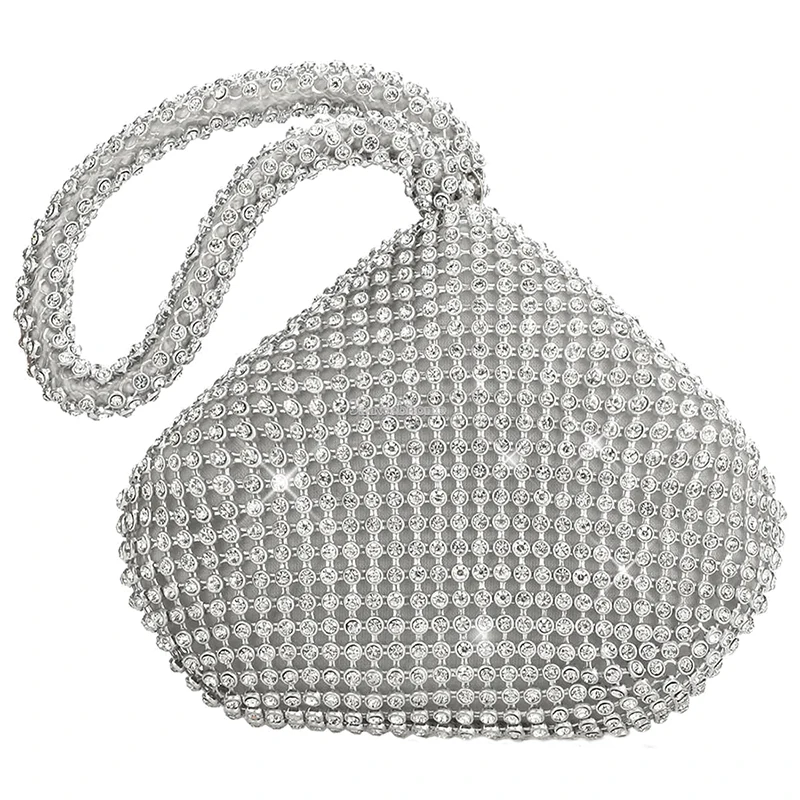 Womens Fashion Full drill triangle Evening Bags Silver Womens Fashion Full drill triangle Evening Bags Silver
