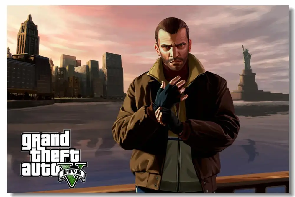 Пользовательские холст настенная видео игра GTA 5 плакаты и принты Grand Theft Авто V Niko