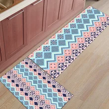 Геометрические узоры сине-розового цвета в этническом стиле, грязезащитный мусор, грязевой Траппер, скребок для обуви, аксессуары, наборы напольных ковров