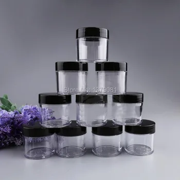 

New Arrival 30g Empty Clear Cream jar eye shadow jar Black Cap accessories nail art Tins Mini sample jar Free shipping