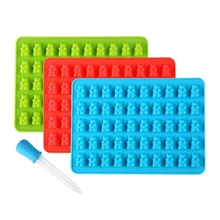 1 шт. 50 Gummy Bear Силиконовые Ice Cube лотков Шоколад Плесень бонус капельницы конфеты силикона плесень желе diy Кухня Инструменты