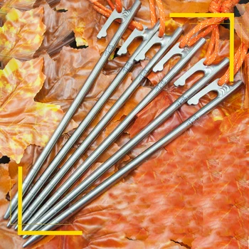 

6pcs tube type solid sky screen tent nail ground tack 8mm high strength titanium alloy outdoor camping 400mm length screw