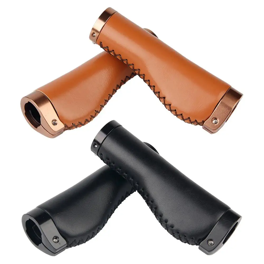 

Bicycle Bike MTB Components Bar Ends Handlebars Leather Grips PU Barend Handle Bar Ergonomic Push On Soft Grips Sewing Cover