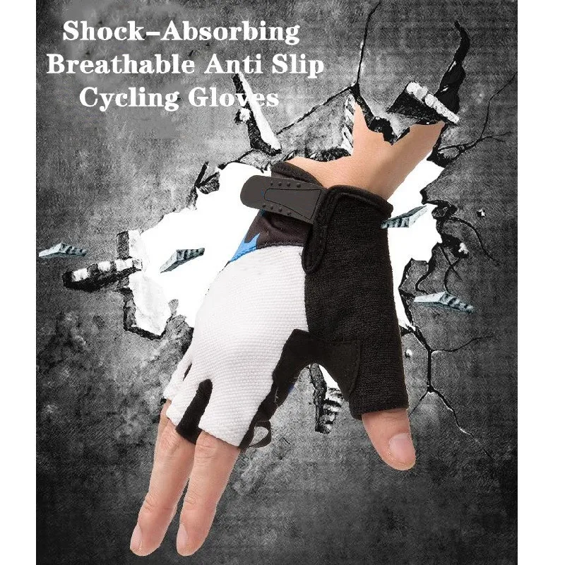 

Cycling Gloves Mountain Bike Gloves Anti Slip Shock Absorbing Padded Secure Velcro Breathable Half Finger Sports Outdoor Gloves