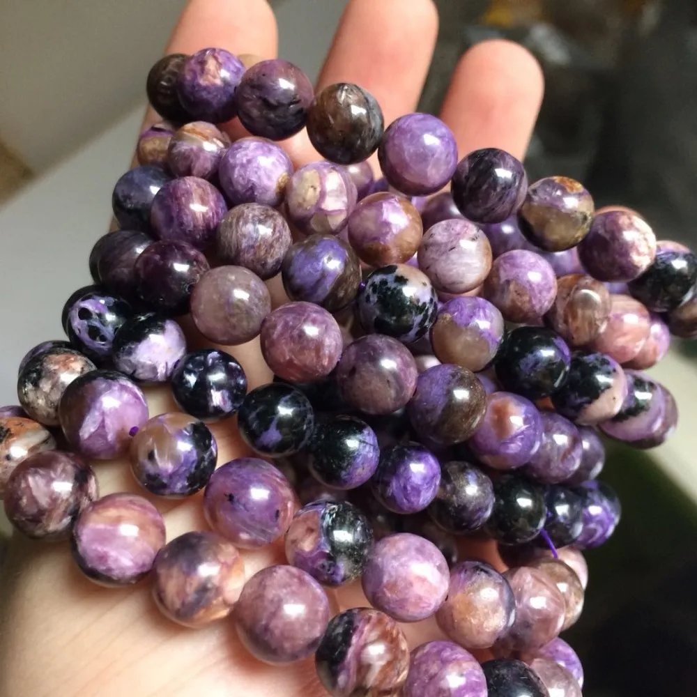 8-9mm Natural Charoite Stone Beads Bracelet Natural Jewelry For Woman Wholesale !