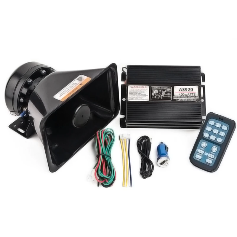 

Universal 400W 8 Sound Loud Car Alarm Speaker Wireless Amplifier PA MIC System for Police Fire Warning Siren Horn Speaker