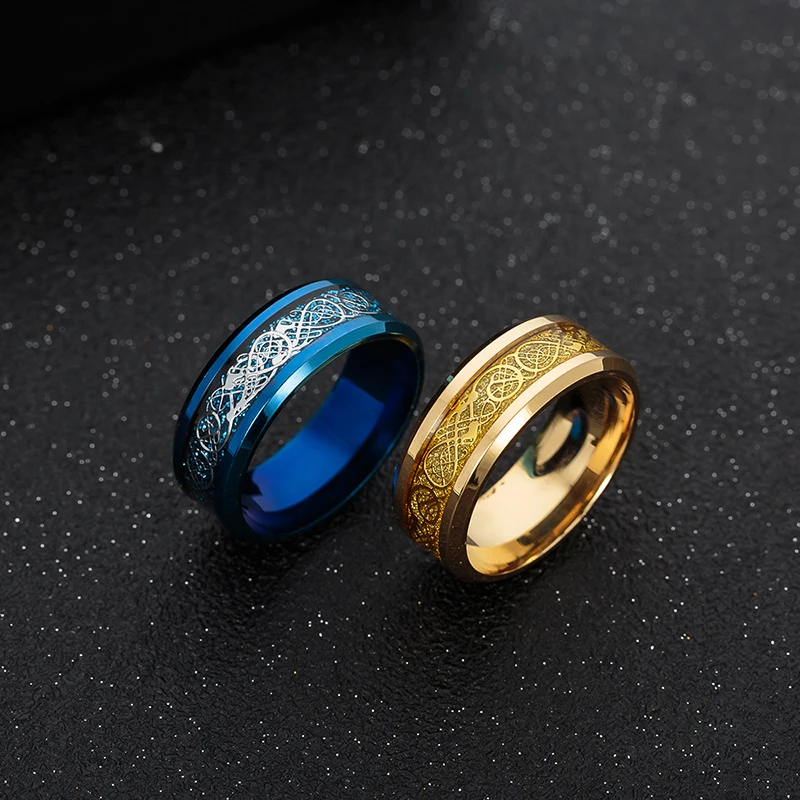 8MM New Dragon Ring For Men Wedding 