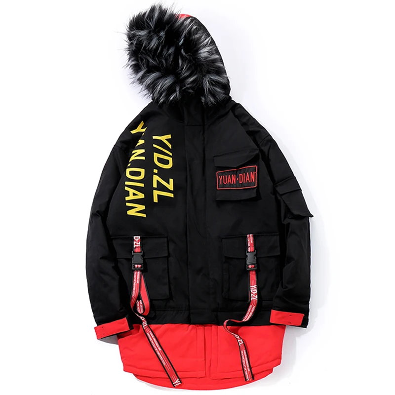 AELFRIC хип-хоп куртки мужские зимние теплые толстые бейсбольные Пальто Длинные стеганые пальто с меховыми кисточками Karean ветровка KJ191