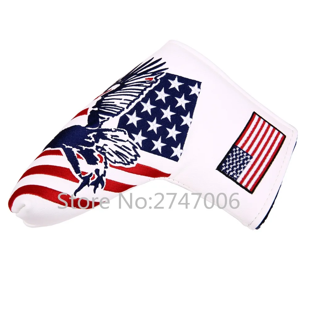 Free Shipping 1pc USA Starts and Stripes Golf Putter Cover Golf Magnetic Putter Cover Blade Head Cover with Eagle Pattern