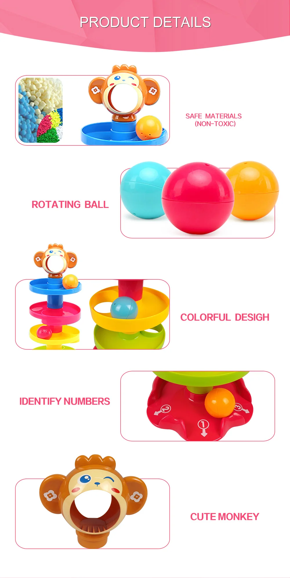 Huanger Baby Rolling Ball Bell игрушки свай башня пазл, игрушки для детей погремушки кольцо от 0 до 24 месяцев ребенок новорожденный образование и обучение подарок