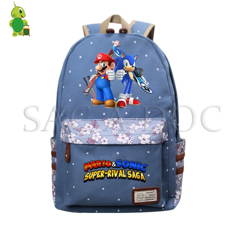 

Super Mario Sonic Backpack Flower Wave Point Preppy School Bags for Teenagers Girls Laptop Backpack Cartoon Travel Bags