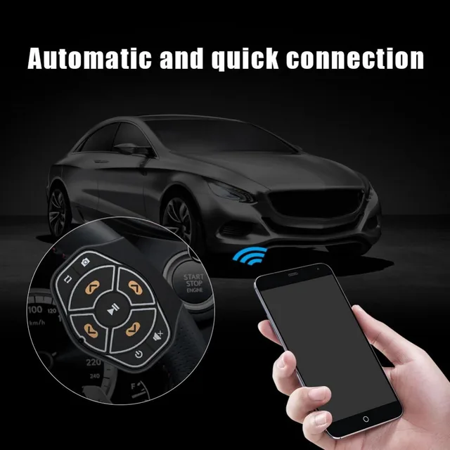 Universal Car Steering Wheel Remote Control Botton Bluetooth 4.0 Hands