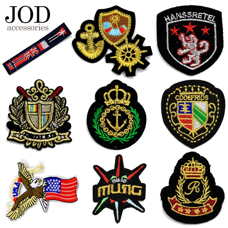 

JOD Imperial Crown Thermo Adhesive Embroidered Patches Iron on Clothing Applications Team Badge Jersey Stickers Logos Custume
