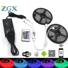 

Wifi Controller 10M 5M 5050 RGB LED Strip Waterproof Decor Flexible Tape diode ribbon with adapter and WIFI RGB led controller