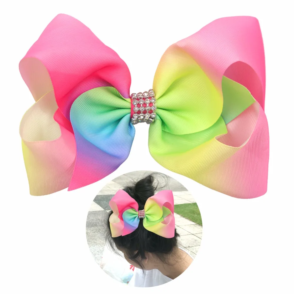 8 inches Big Huge Large Sparkly Glitter Rhinestones Rainbow Large Hair