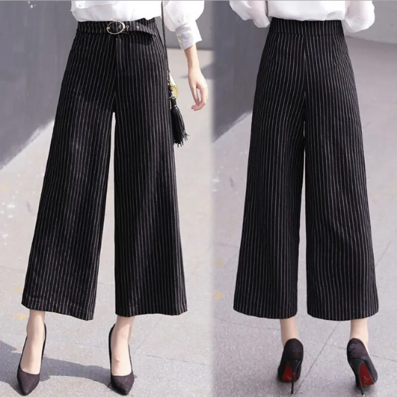 Bas Spéciales Mode Ol Nouveauté Rayé Black Pantalon Automne 2019 Lady Lâche Et Offres Pour Femme En Tempérament D'hiver Office Large De OHInfZ