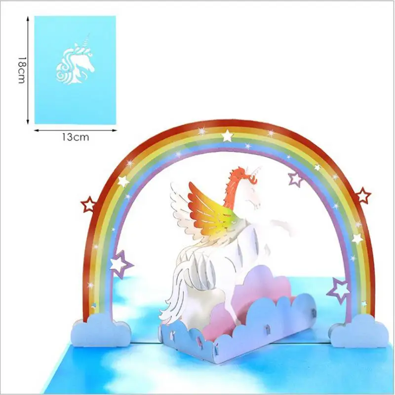 2018 3D Unicorn Pop Up Greeting Cards Invitation Laser Cut Post Card Birthday Christmas Valentine'  - 32946935953
