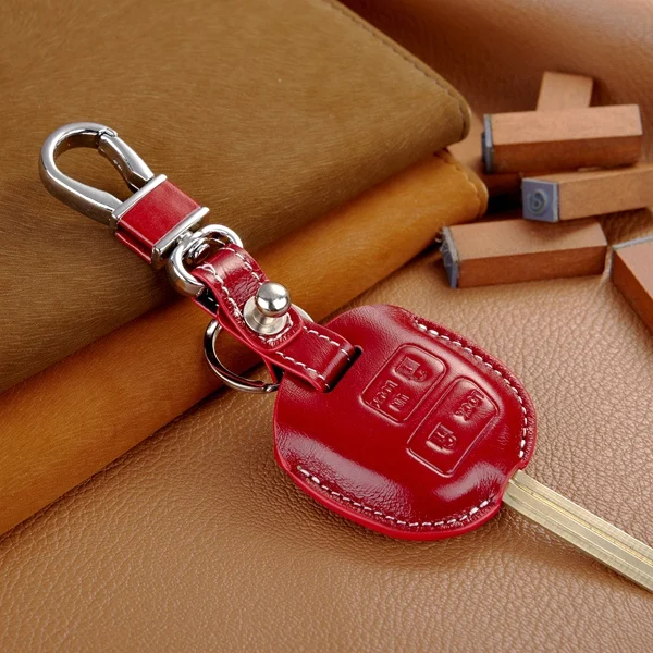 Кожаный чехол для ключей для Toyota Prado Camry xv40 Rav4 костюмы для Lexus LS LX RC RX 2 3 кнопки брелок крышка Держатель Для Ключей аксессуары - Название цвета: red 2 buttons