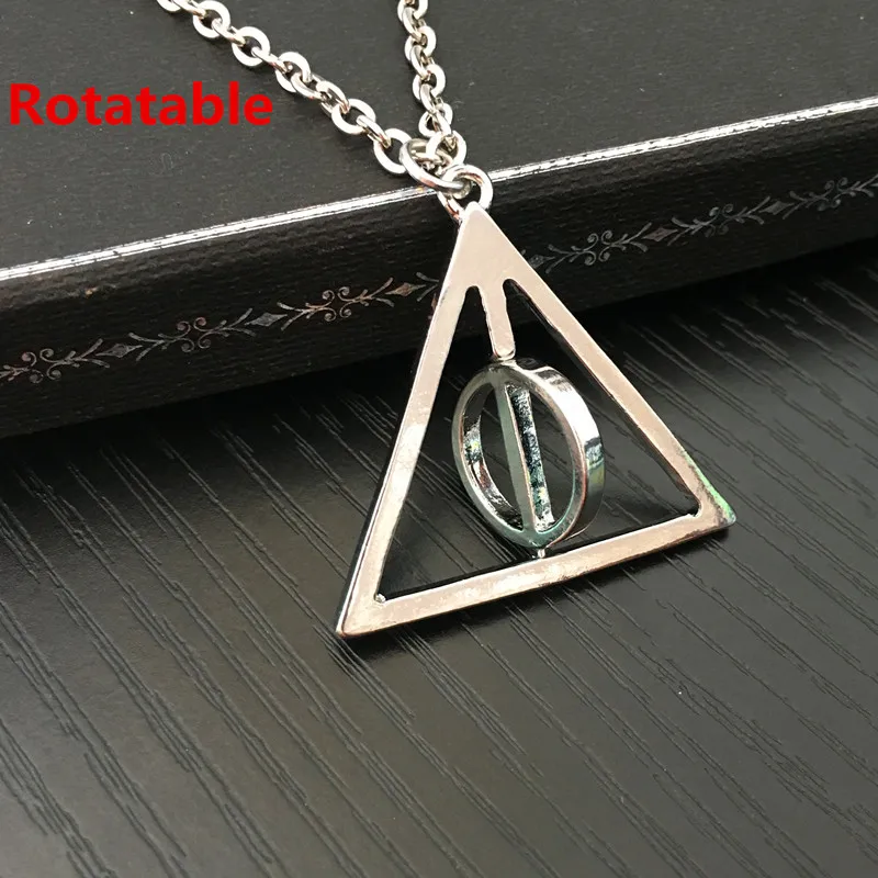 

Wholesale 20 Pcs A Lot Movie HP Necklace The Deathly Hallows Rotated Triangle Pendants&Necklaces For Women&Men Charms