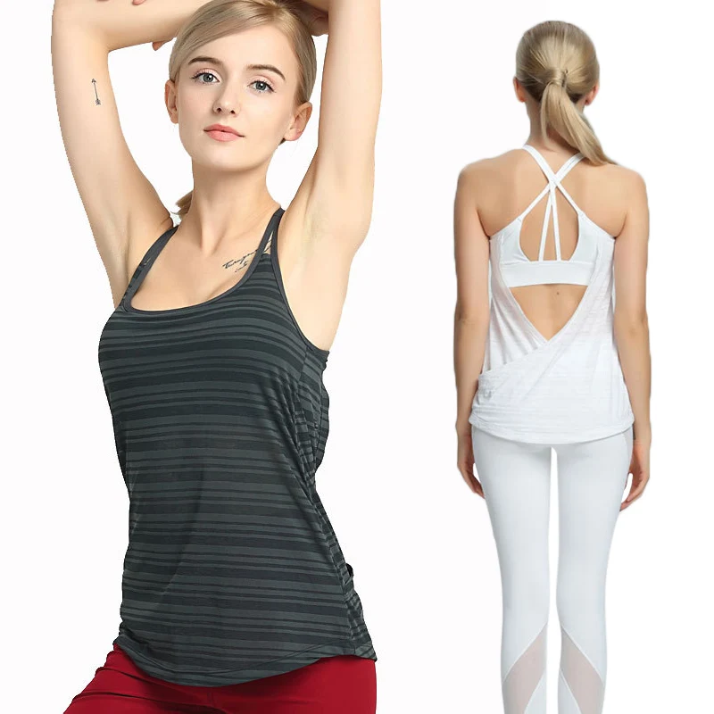 

Hot Women Fake Two Pieces Breathable Sleeveless Vest Tops for Sport Fitness Yoga MCK99