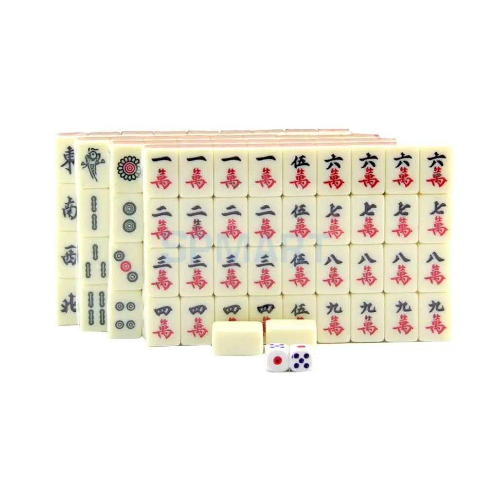 Mini Mahjong Mahjongg Mah Jongg Mah-Jongg Majiang Travel Board Game Set Chinese Traditional Mahjong Games 144 Tile in Case Toy