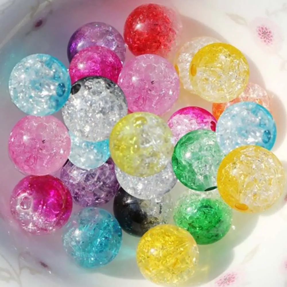 

8MM 100PCS colorful Acrylic crakle glass beads for DIY craft jewelry Making Accessories